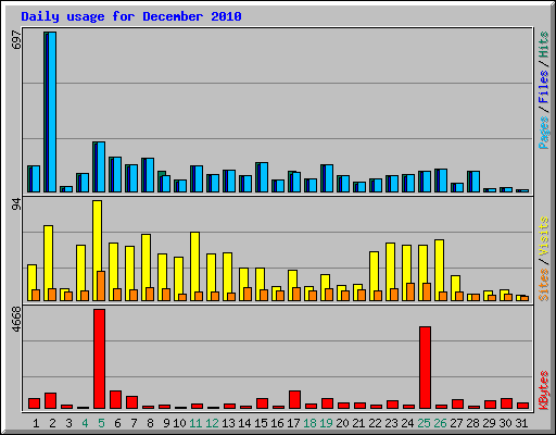 Daily usage for December 2010